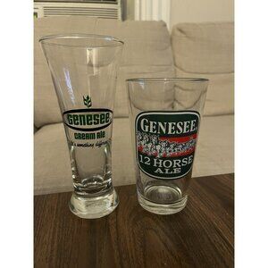 Genesee Brewing Beer Glass Set Of 2 - Pilsner Glass + Pint Glass - Cream Ale